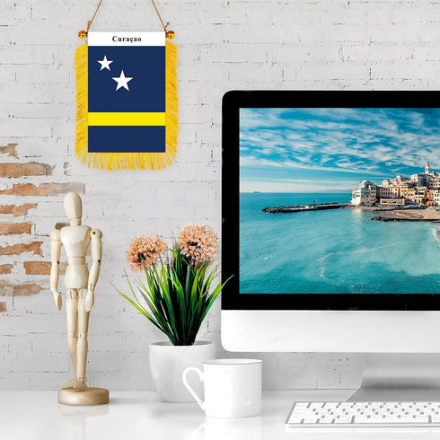 Curacao Rearview Mirror Flag - CaribeHeart Curacao